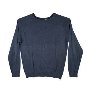 Mens Royal Class Navy Blue Knit Sweater Cotton Blend Long Sleeve Crew Neck L